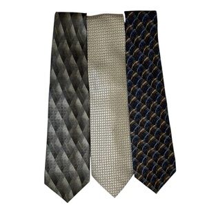 Vintage Men's Tie Set - Gray, Cream, and Blue